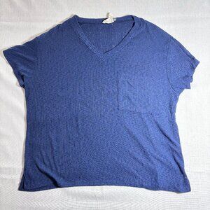 Women's Fantastic Fawn Navy Blue Short Sleeve Blouse with Pocket Size Large